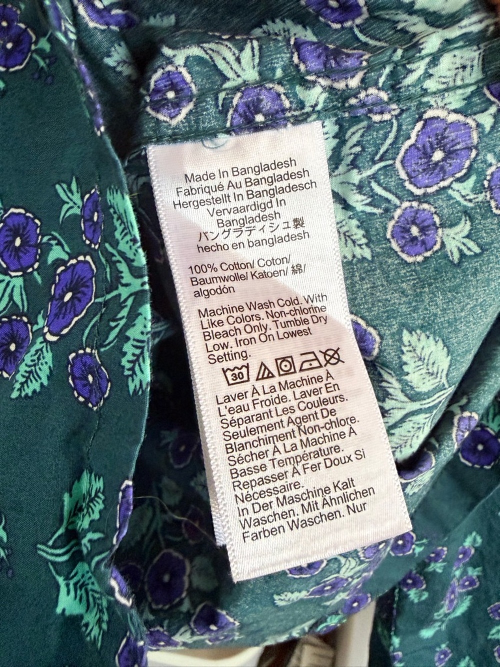 Jcrew Floral Button Down Cotton Blouse Size M Spring Summer Boho Casual - Picture 4 of 6